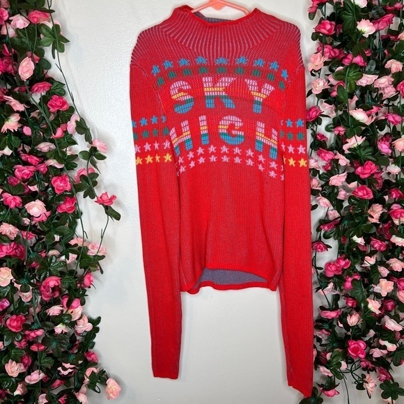 BDG Sweaters - BDG Urban Outfitters Sky High Cropped Sweater Retro Rainbow Mock Neck Sz SM